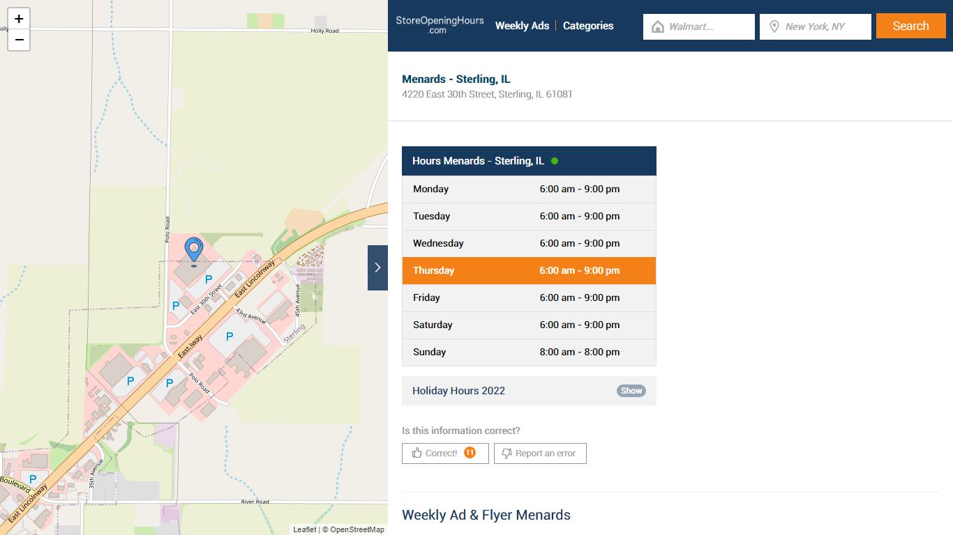 Menards - Sterling, IL - Hours & Weekly Ad - Store Opening Hours